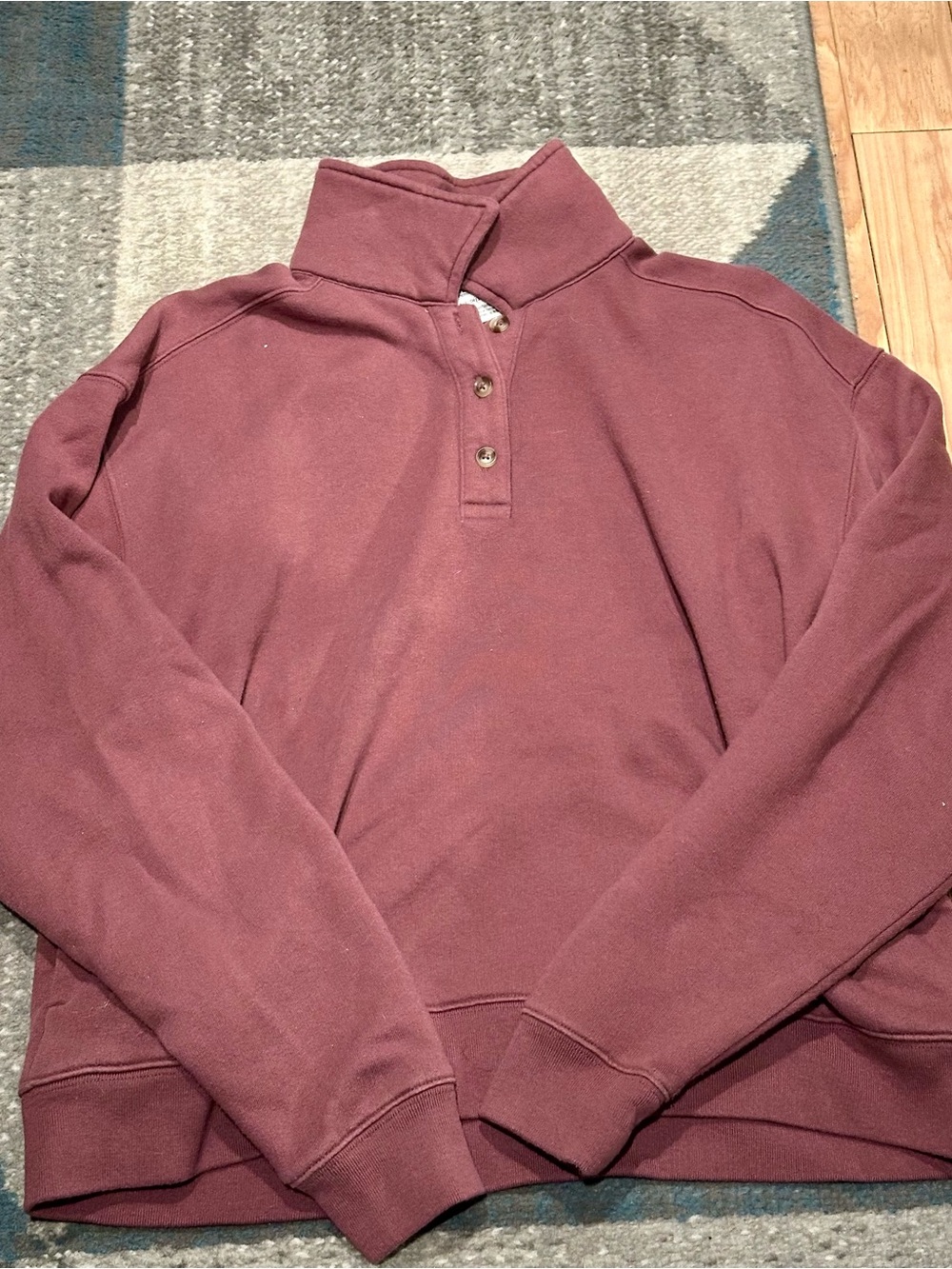 PINK Victoria's Secret Mauve Crewneck Quarter-Button Pullover